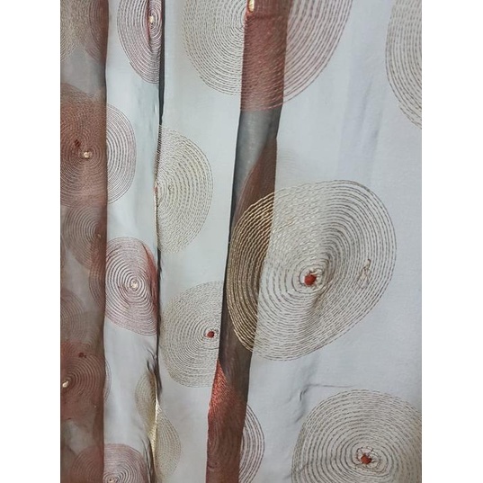 ♕ Vitrase, u/ gorden jendela D# retro coklat bordir bulat (ada cacat) ♪