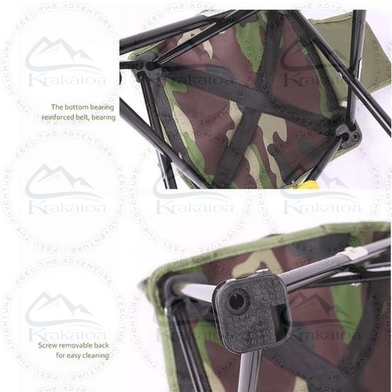 【COD】 Bangku Lipat dengan Kantong Samping` Kemah Outdoor Mancing` Kursi Portable Camping Piknik Pancing