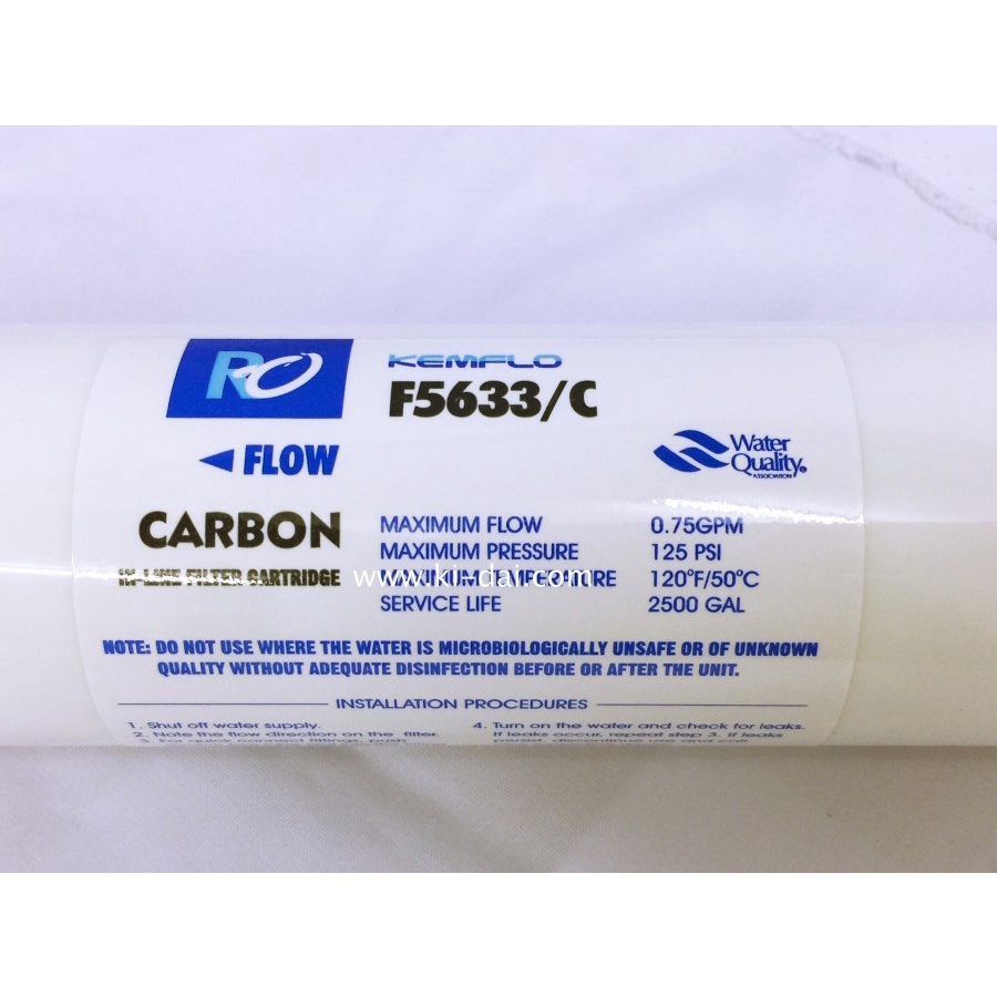 kemflo carbon f5633/c-post carbon gac-in line filter cartridge RO
