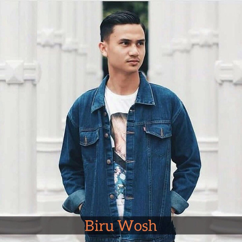jaket levis Pria original biru wosh