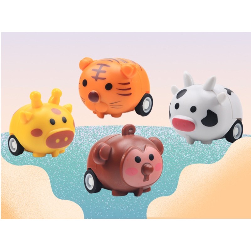 mainan mobil-mobilan kecil pull back karakter hewan bisa bergerak maju