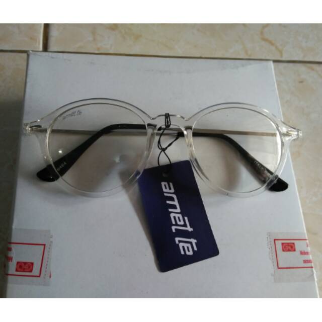 Kacamata fashion oval kaca bening trendy gaya korea