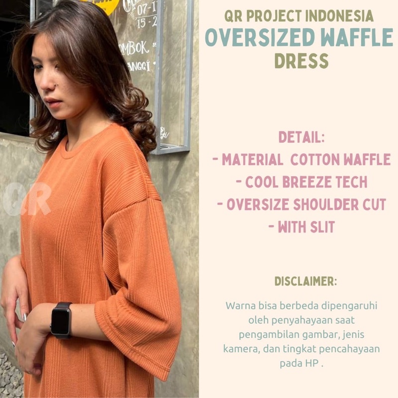 Baju Dress Oversize Cotton Waffle Cool Breeze Premium Oversized Dress Tshirt