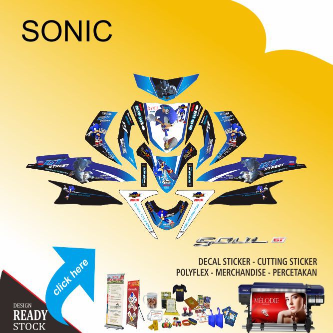 DECAL STICKER MOTOR YAMAHA SOUL GT SONIC BIRU