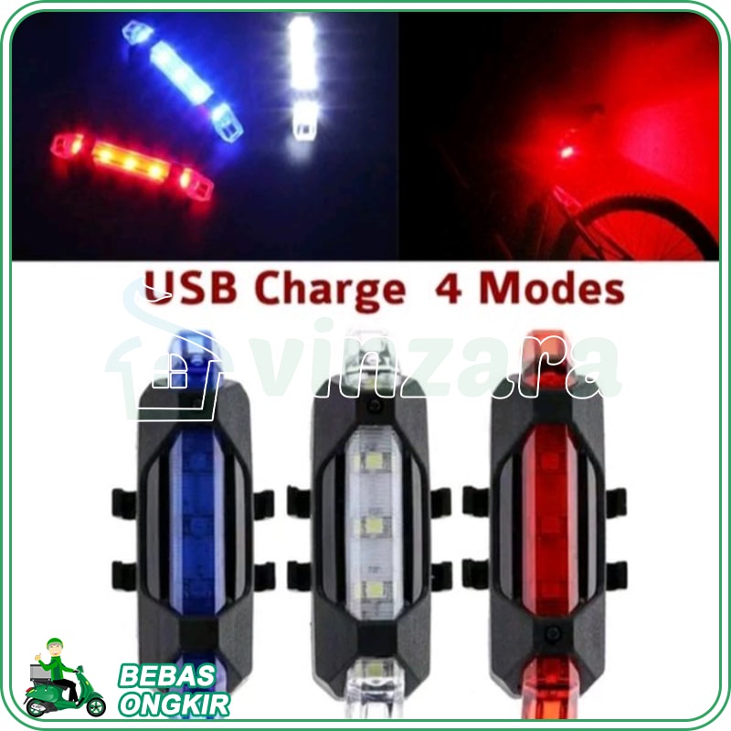 LAMPU SEPEDA USB CHARGE LAMPU SEPEDA DEPAN BELAKANG LED RECHARGEABLE USB BICYCLE LAMP CHARGER isi ul