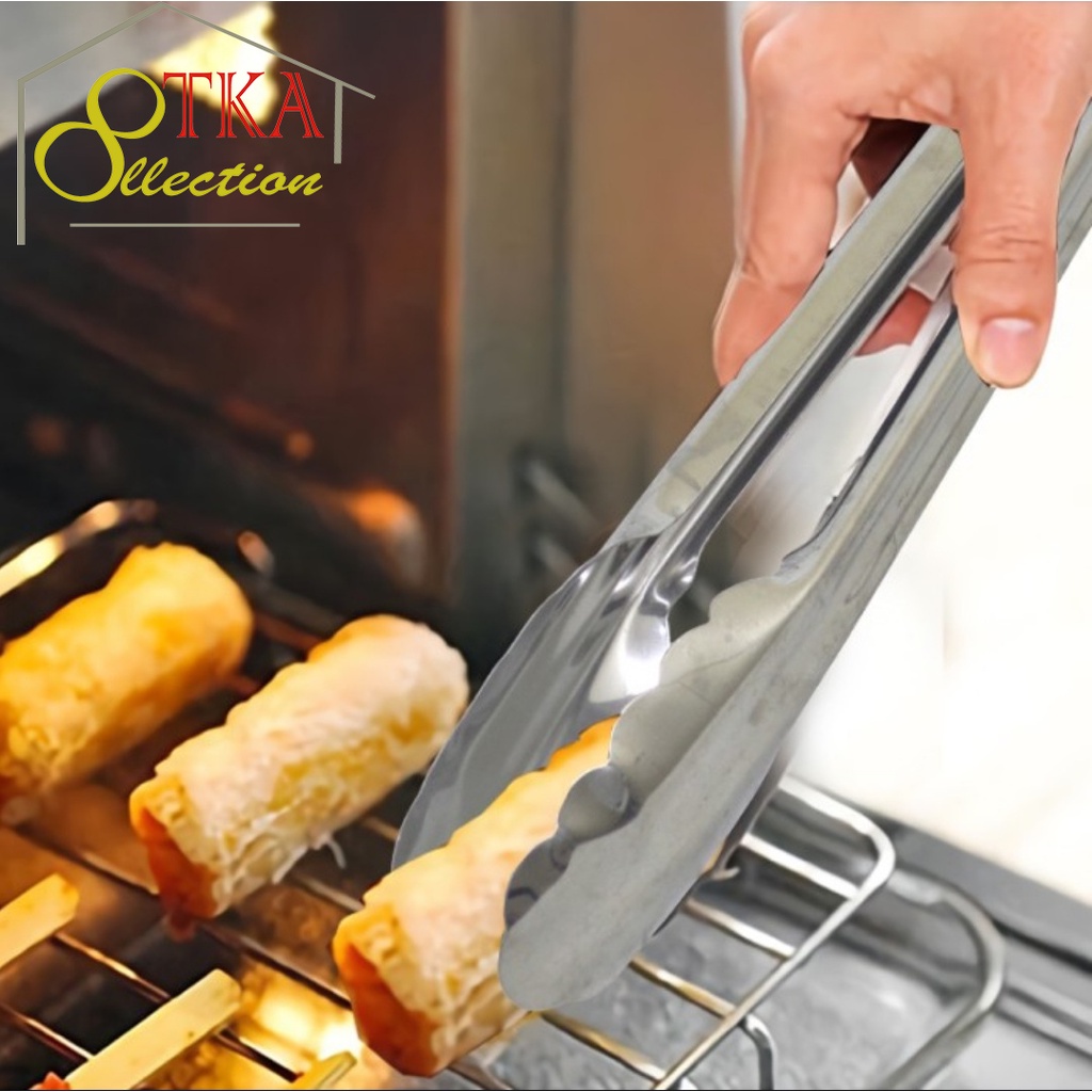 Penjepit makanan tahan panas panjang, Pencapit makanan stainless, Pencapit makanan penjepit, Penjepi