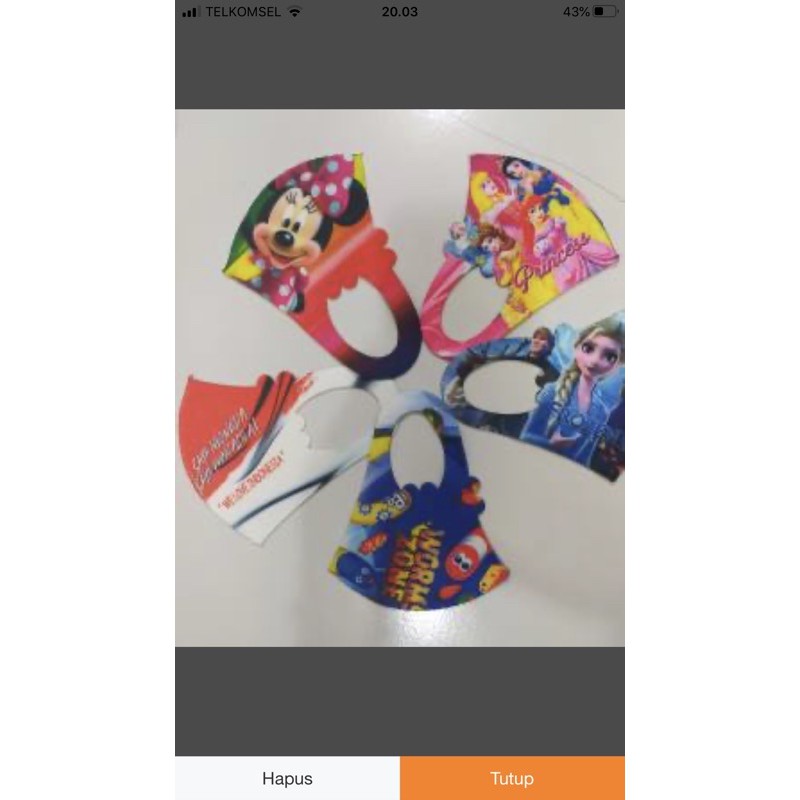 masker scuba anak karater motif rendom 1 pc