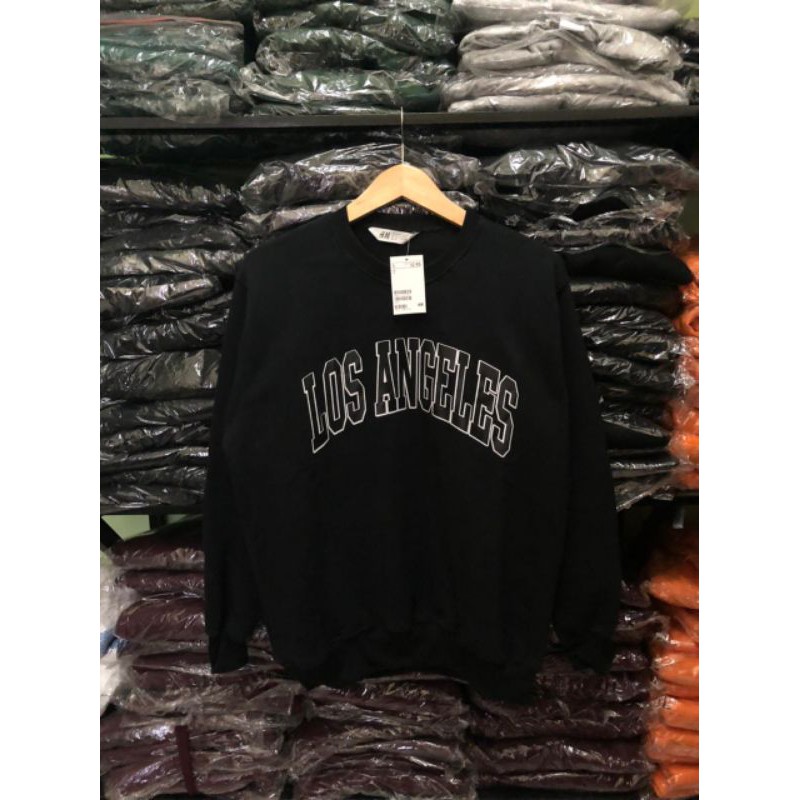 SWEATER H&M ORIGINAL LOS ANGELES BLACK & PAPER BAG HNM SALE CREWNECK H&M WANITA SWEATER HNM ORIGINAL