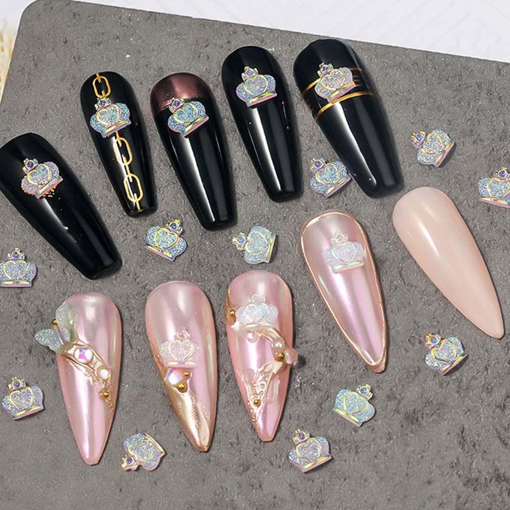 AUGUSTINA Agustinina Mahkota Nail Art Perhiasan Ungu Pesona Fashion Shiny DIY Ornaments