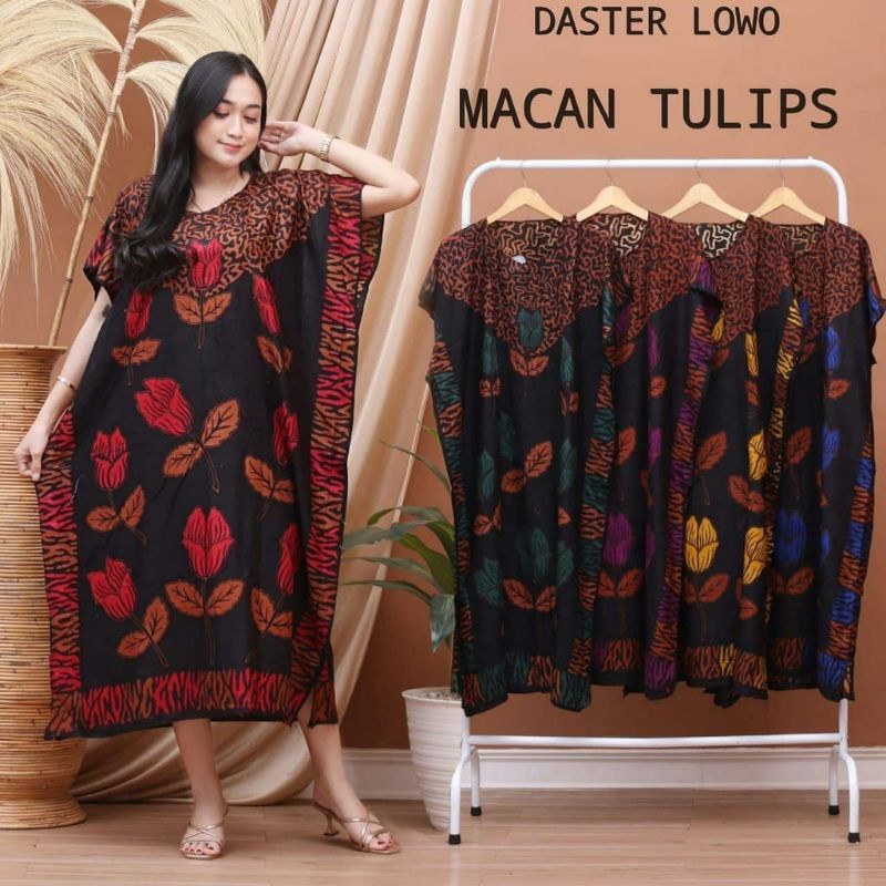 DASTER LOWO JUMBO SANTUNG HALUS DASTER KELELAWAR JUMBO BATIK DASTER JUMBO MACAN TULIPS TULIP HITAM P