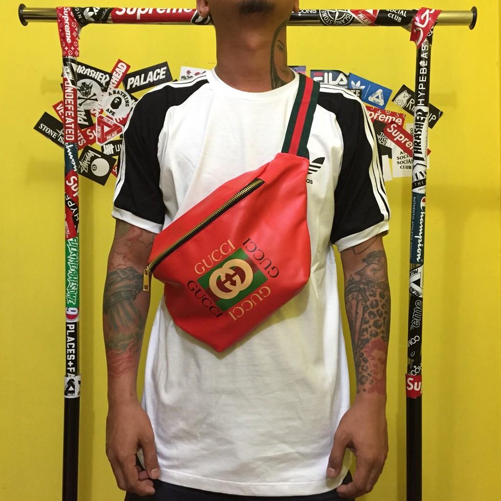 WAISTBAG WAIST BAG SLING BAG GUCCI RED LOGO PREMIUM MIRROR