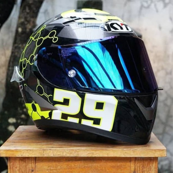 Helm KYT Vendetta 2 Andrea Ianonne Gunmetal Yellow Paket Ganteng on