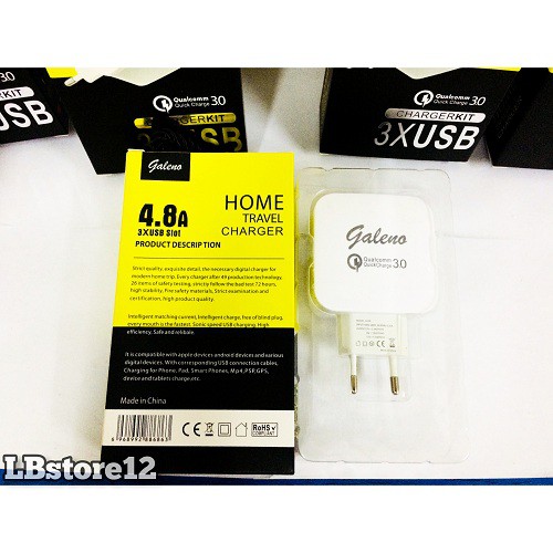 Adaptor 3x USB Original 100%  Galeno 3.0A Qualcomm