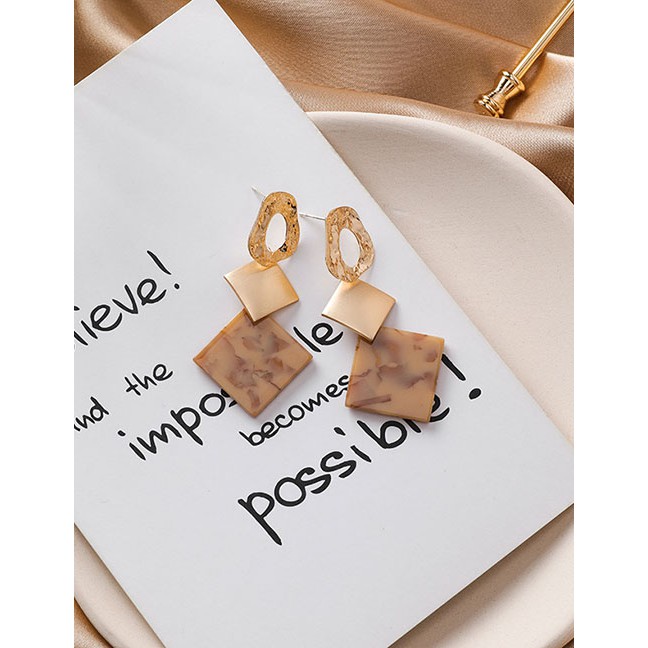 LRC Anting Tusuk Fashion Gold 925 Silver Needle Geometric Irregular Geometric Square Earrings D35334