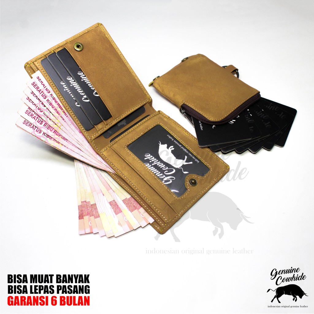 Dompet Pria Unik Vintage 100% Kulit Sapi Asli Jenis Crazy Horse Leather