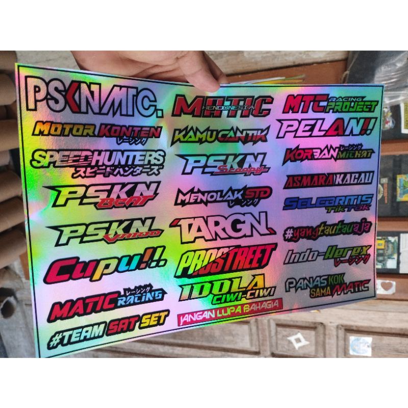 STICKER PACK RACING PSKNMRC MOTOR KONTEN PELAN CUPU PROSTREET MATIC  TEAM SAT SET STIKER HOLOGRAM VI