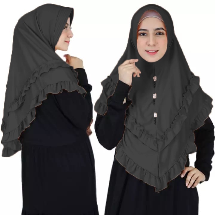 BERGO ZASKIA REMPEL / JILBAB JERSEY / JILBAB MURAH / JILBAB TERBARU / JILBAB ISNTAN / BERGO RUMAHAN-HITAM