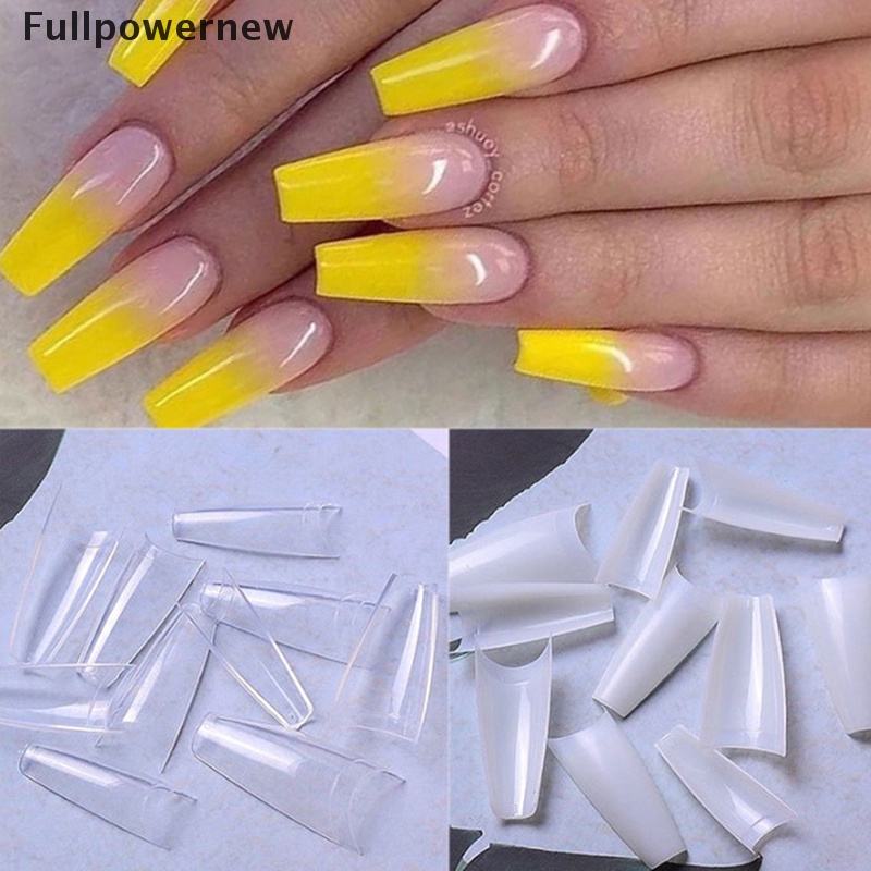 (FULL) 500pcs / Set Kuku Palsu Akrilik Bentuk T Untuk Nail Art / Manicure