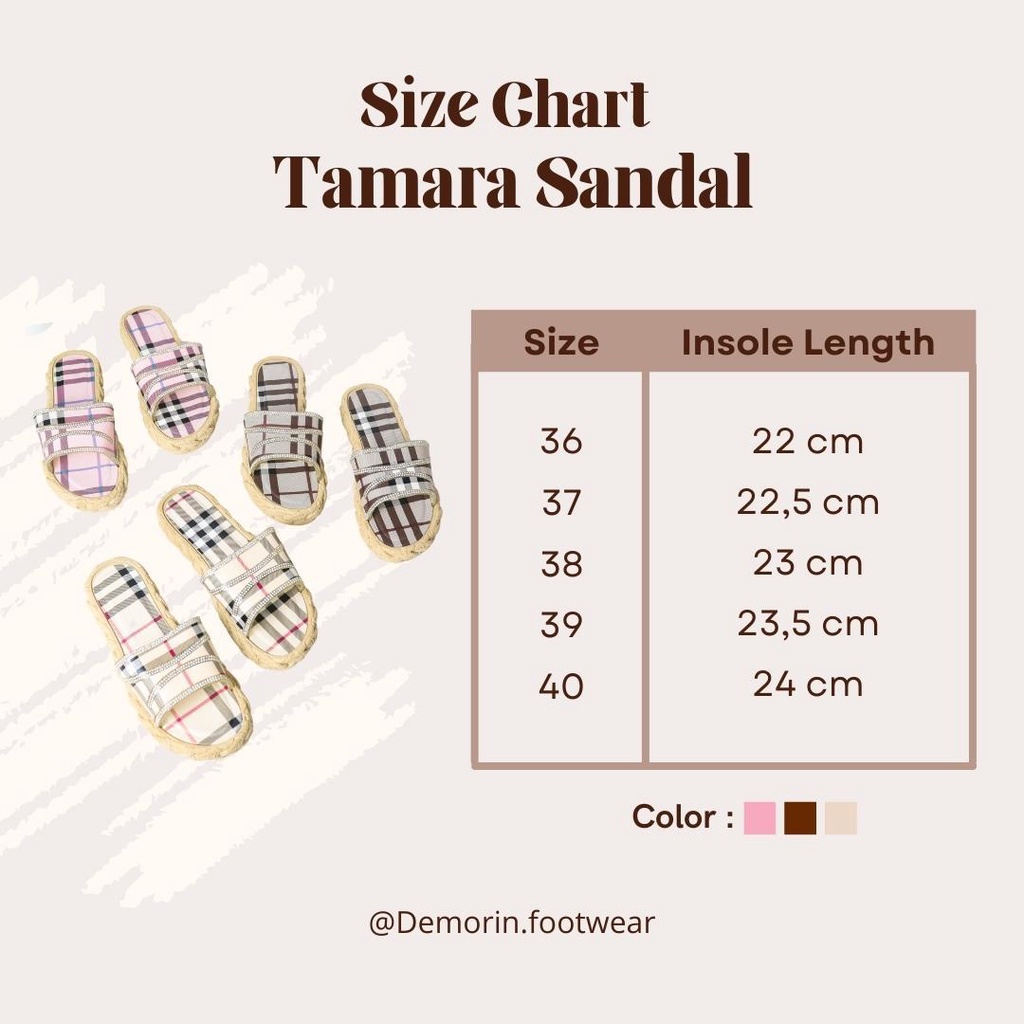 Tamara Sandal Selop Tebal Ringan Wanita - Demorin Shoes Sendal