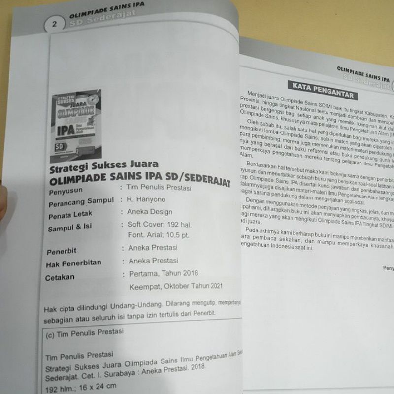 BUKU OLIMPIADE SAINS IPA TINGKAT SD K-13 EDISI TERBARU-2