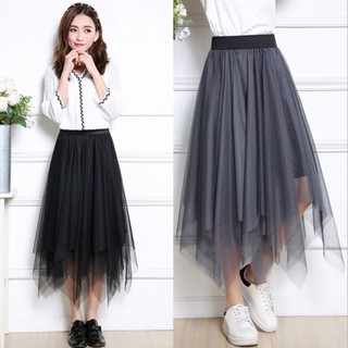 Rok Model Asimetris Berlapis Bahan Mesh untuk Wanita Rok Model Asimetris Berlapis Bahan Mesh untuk Wanita