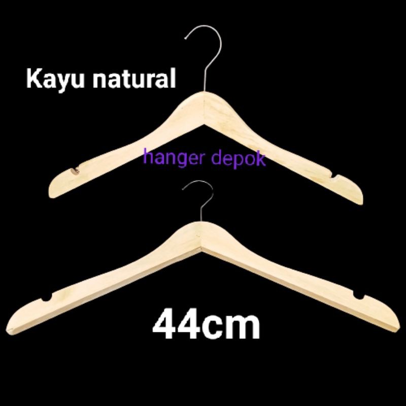 Gantungan baju hanger kayu natural dewasa jual harga per pcs