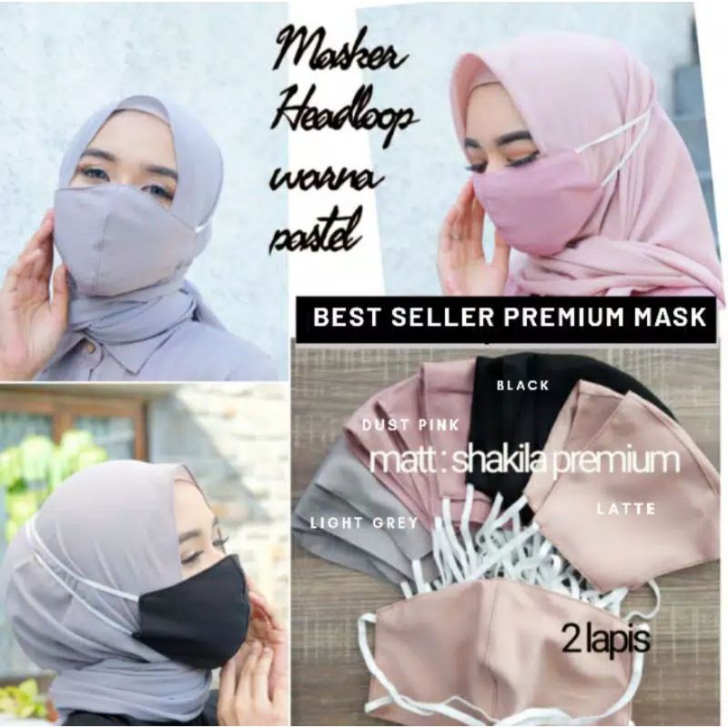 Bisa COD (Bayar di tempat) Masker kain polos warna pastel netral wanita hijab premium mask