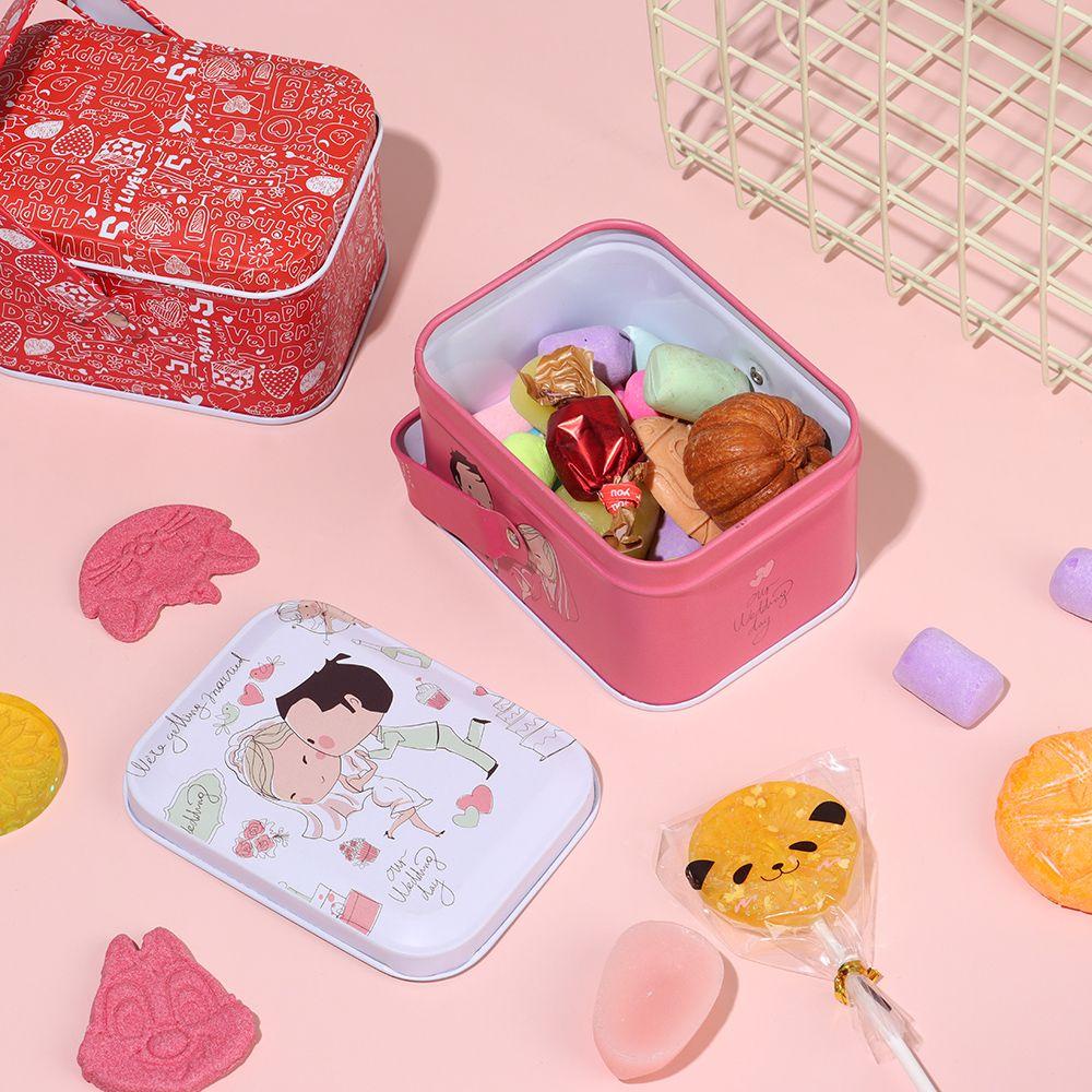 R-flower Tinplate Box Pembungkus Kue Kering Kado Dengan Tutup Vintage Hand-held Can