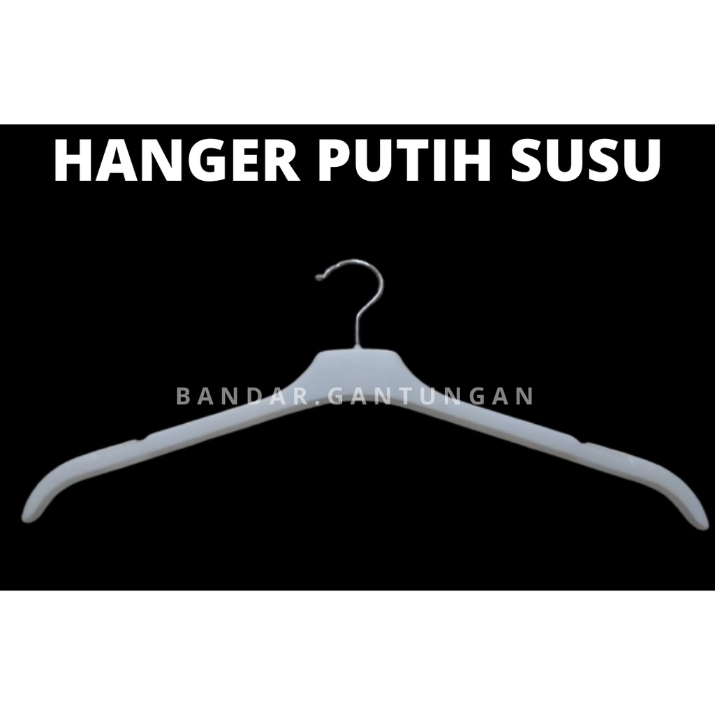 Hanger Plastik Dewasa Putih Susu Gantungan Baju Dewasa Hanger Plastik Murah Tebal Gantungan Display Baju Kaos-BH