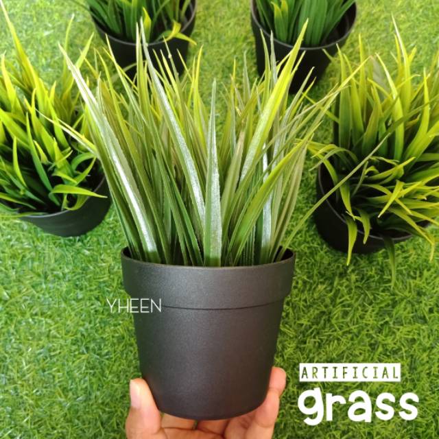 Artificial grass Artificial Plants Tanaman Hias Pot Hitam