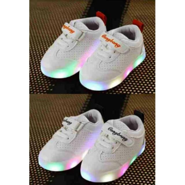 Size 21-30. SEPATU ANAK LED IMPORT .GONGBANG SINTETIC .black.red