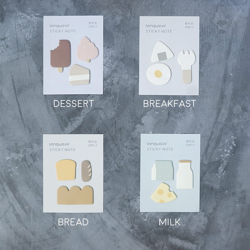 STICKY NOTE LUCU CATATAN PESAN TEMPEL UNIK / ISI 3 MOTIF BERBEDA / Mini Snack Time Sticky Notes Set-6