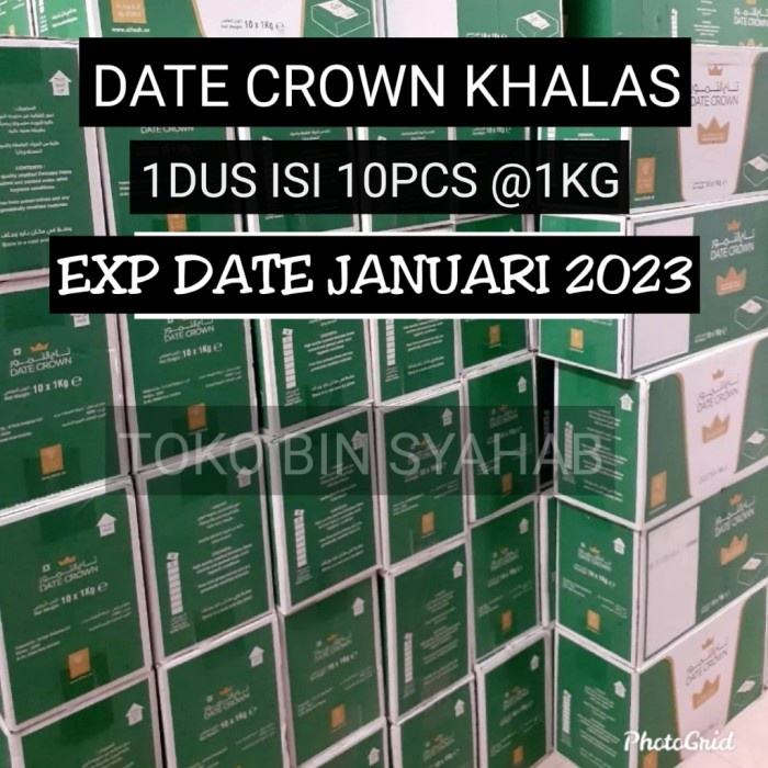 

kurma khalas date crown 10 kg 1karton terbaru