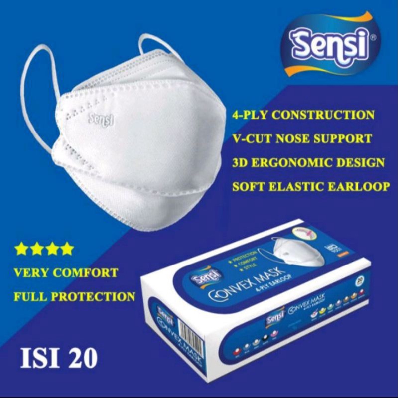 sensi-convex mask 4 ply / masker earloop 4 ply / masker sensi / sensi masker convex isi 20