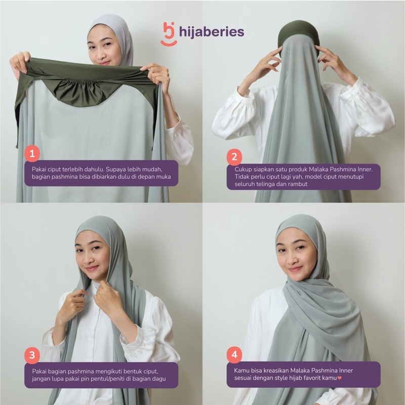 Malaka Pashmina Inner Hijaberies - Pashmina yang menyatu dengan Ciput-5