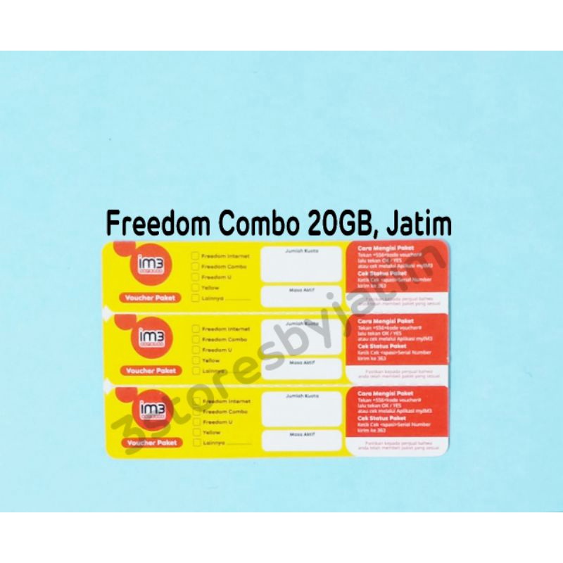 Voucher Kuota Data Indosat Freedom Combo 20GB, Jatim