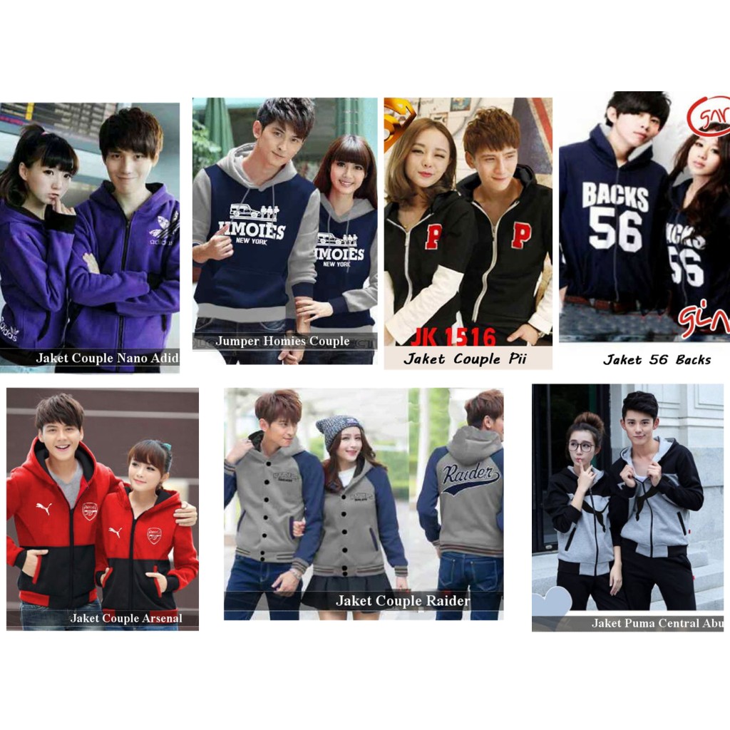 jaket couple model baru kapelan zipper hoodie lucu outer ootd bareng pacar