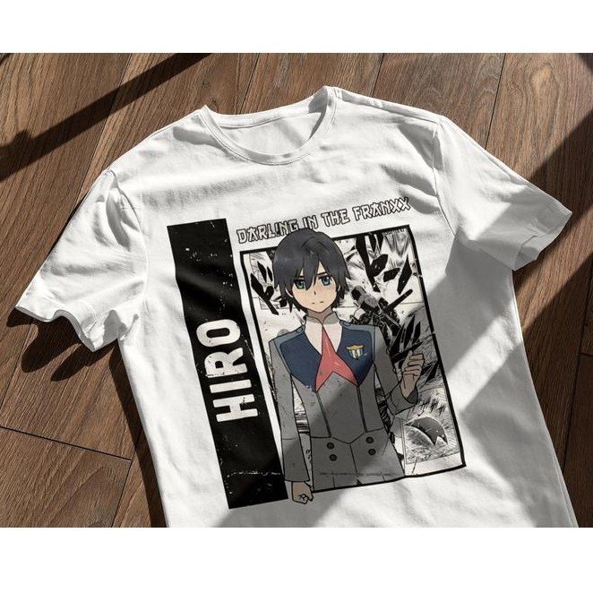 Tshirt Hiro Darling in The Franxx White Zero two Anime Manga Premium Unisex