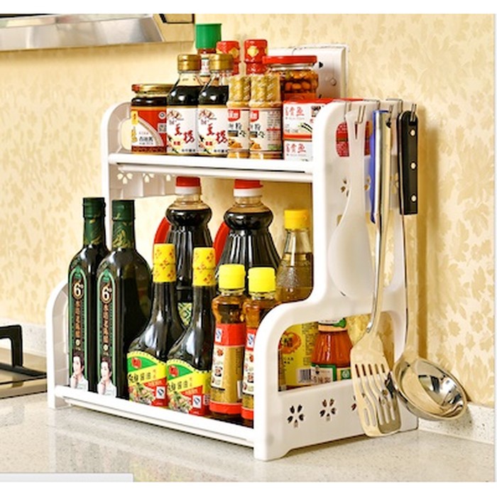 

Rak Bumbu Dapur Organizer Plastik Rack Plastic alat dapur Bunga MOTIF
