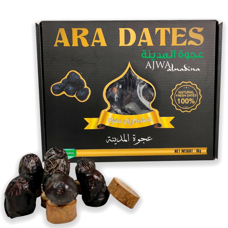 Kurma Ajwa Ara Dates 1kg Original Kemtan Hitam