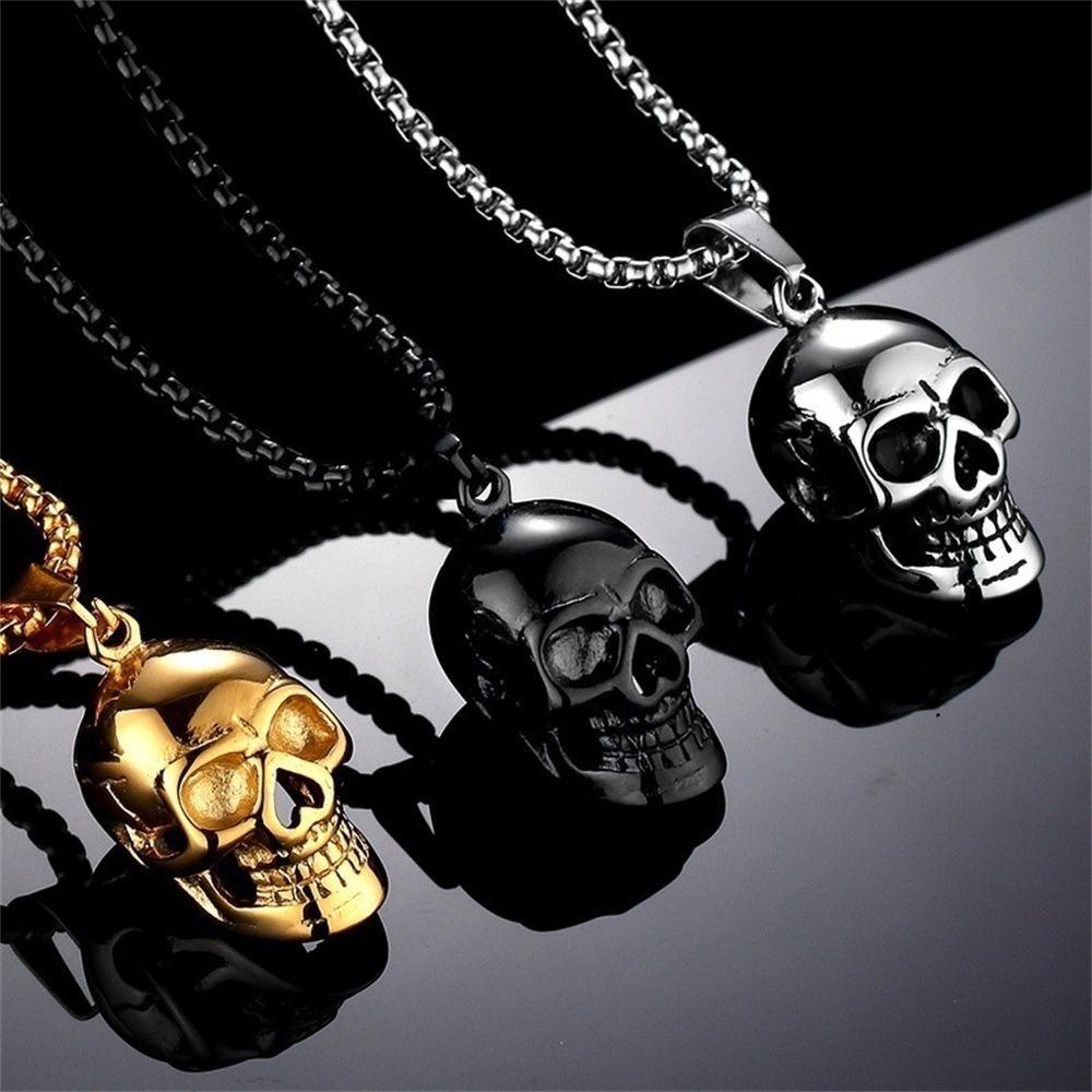 Kalung Liontin Tengkorak LILY Pria Rusak Vintage Hip Hop Gothic