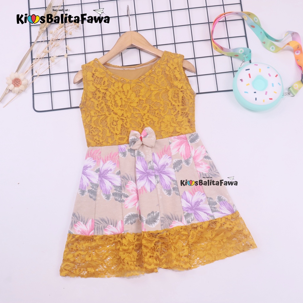 Dress Zulfa uk 1-2 Tahun / Dres Brokat Anak Perempuan Pakaian Cewek Import Baju Brukat Balita