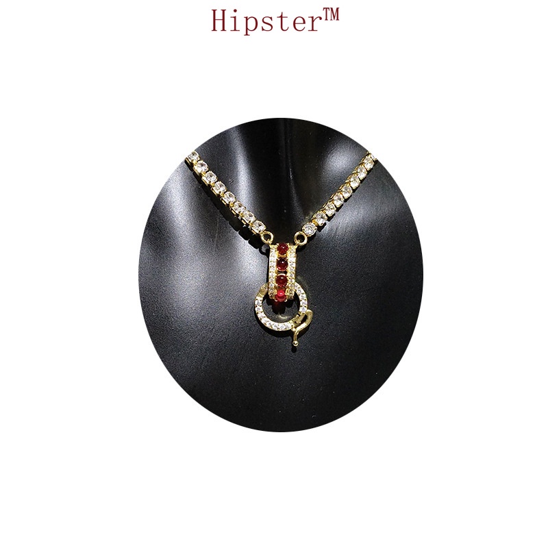 New Fashion Luxury Full Diamond Natural Red Crystal Buckle Pendant Necklace