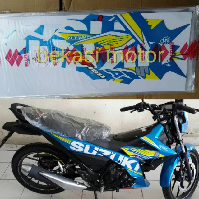 striping sticker suzuki satria fu f1 fi original biru motogp