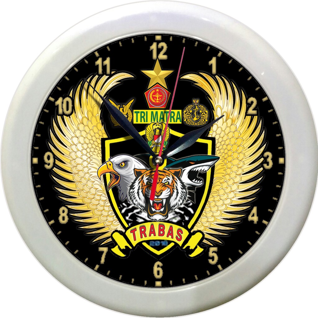 JAM DINDING TRI MATRA TNI - AD, TNI - AU, TNI - AL . (DIAMETER 30CM)