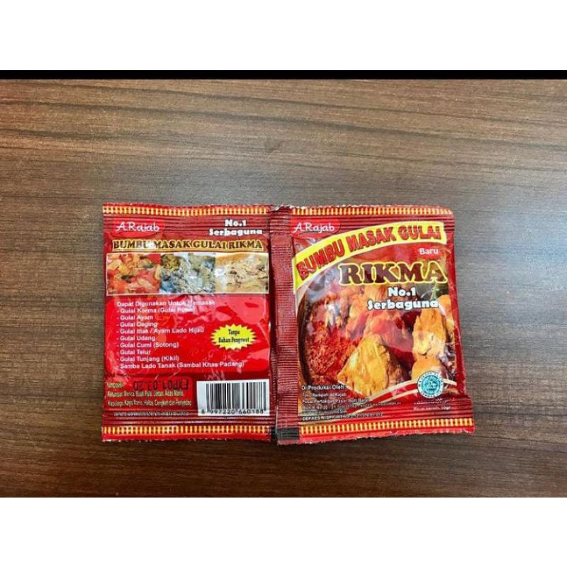 

Bumbu Gulai Saset tanpa pengawet Ar Rajab netto 10 gram