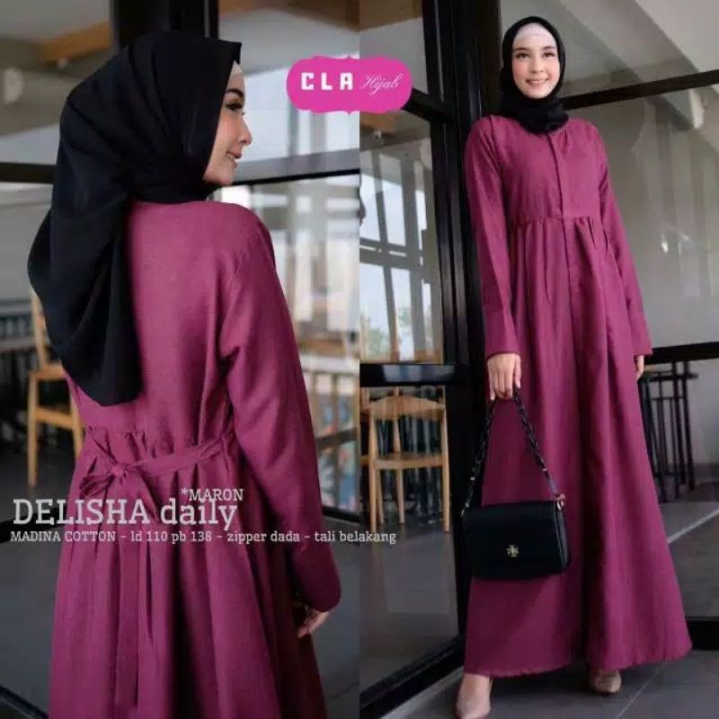 Gamis syar'i asdf super jumbo muslim murah dress muslim modern L XL XXL 3XL 4Xl gamis polos Dress jumbo BIG size Dress Busana Muslimah Delisha