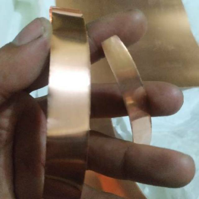 Lempengan lembaran plat tembaga murni ukuran 1cm x 15cm x 0.2mm