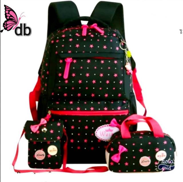 Fashion ransel motif bintang tabur Princess / ransel backpack sekolah /  ransel anak