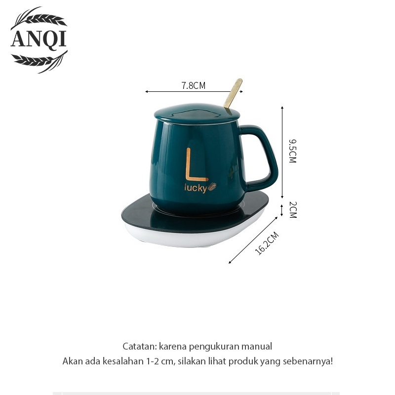 ANQI 1888 Mug Cangkir Elektrik Set Keramik Pemanas 55 Derajat Penghangat Kopi Teh Cup Coffee Warmer VS-1847